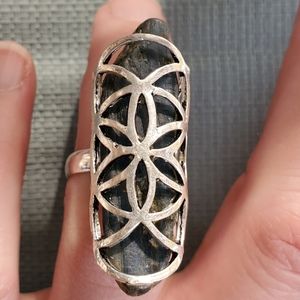 New Unique Caged Natural Kyanite 925 Silver Ring.